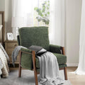 Modern Accent Chair for Living Room Mid Century Arm Chair Upholstered Bedroom Chair Comfy Lounge Chair with Solid Wood Frame, Green-Ruum Studio Home