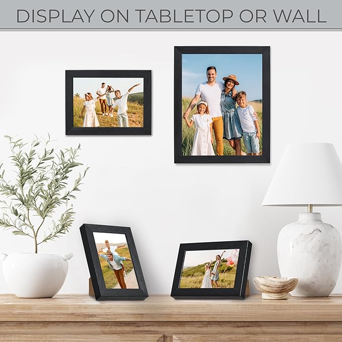Sheffield Home 4 Piece Gallery Wall Frame Set, 8x10 Inch, 5x7 Inch, and 4x6 Inch, Black-Ruum Studio Home