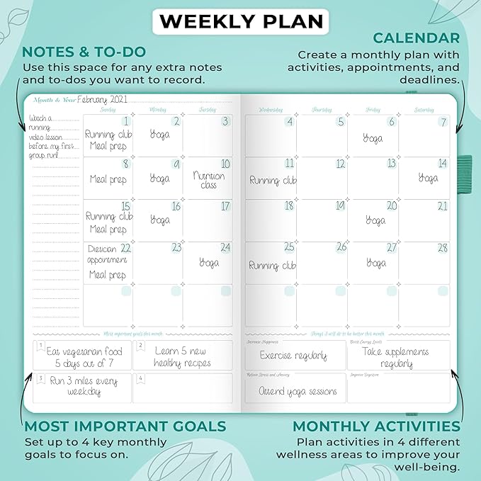 GoGirl Food Journal & Wellness Planner –– Diet & Fitness Diary – Nutrition Journal with Meal, Exercise & Weigh Loss Tracker, A5 (Turquoise)-Ruum Studio Home