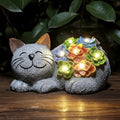 Otdair Solar Garden Decor Cat, Cat Lover Gifts with Succulent and 7 LED Lights for Outside,Outdoor Solar Lights for Yard, Garden and Patio, Unique Gift for Women-Ruum Studio Home