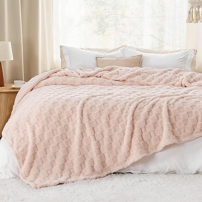 Bedsure GentleSoft Blankets Queen Size for Bed - Super Soft Cozy Blanket for Women Men Girls, Large Fuzzy Fleece Throw for Bedroom Decor, Light Pink, 90x90 Inches-Ruum Studio Home