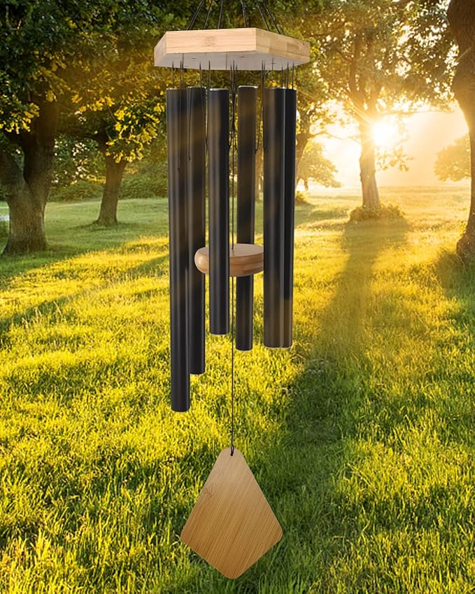 Wind Chimes Outdoor Deep Tone, 30 Inches Wind Chimes Outdoor, Memorial Wind Chimes with Hook as Gifts for Mother's Day/Housewarming/Christmas, Patio, Garden, Yard, Home Décor. Black-Ruum Studio Home
