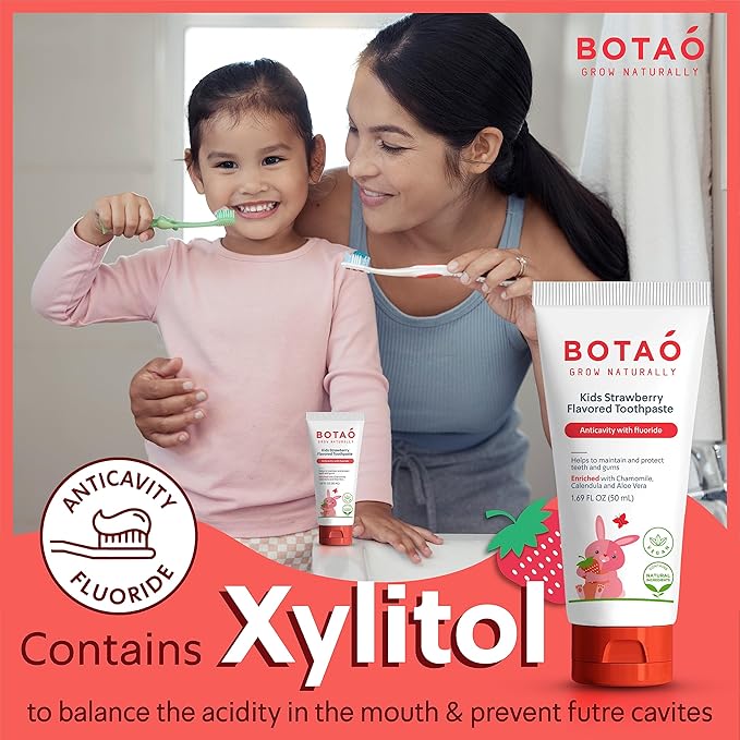 Kids Toothpaste | Natural Strawberry Flavored Anticavity Fluoride Toothpaste Maximum Cavity Protection| EWG Verified, Vegan, SLS Free, Safe to Swallow, Aloe Vera (3Pack)-Ruum Studio Home