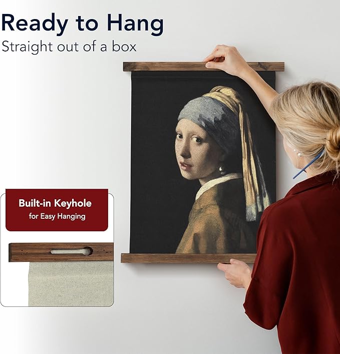American Art Decor Girl with a Pearl Earring Tapestry Vintage Hanging Canvas Wall Art by Johannes Vermeer-Ruum Studio Home