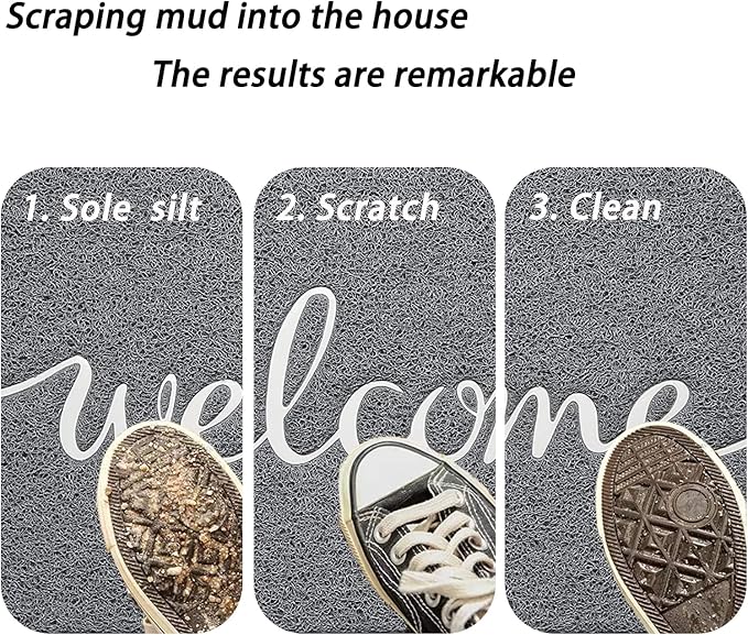 Durable Low Profile Floor Mat, Indoor and Outdoor, Non Slip Rug, Easy to Clean Welcome Mat, for High Traffic Areas, Entryway, Patio (36x24", Grey)-Ruum Studio Home