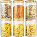 Glass Jars with Bamboo Lids (27oz in 6 Pack), Glass Food Jars and Canisters Sets, Food Storage Container with Airtight Lids, Food Pantry Jars,-Ruum Studio Home