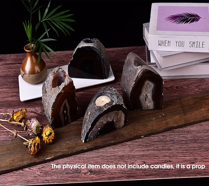 AMOYSTONE Large Raw Agate Altar Stand 2-2.5lb | Ritual Centerpiece Spiritual Meditation Base | Witchcraft Ceremonial Holder | Brazilian Agate | Heavy Duty Natural Stone | Collector's Gift-Ruum Studio Home