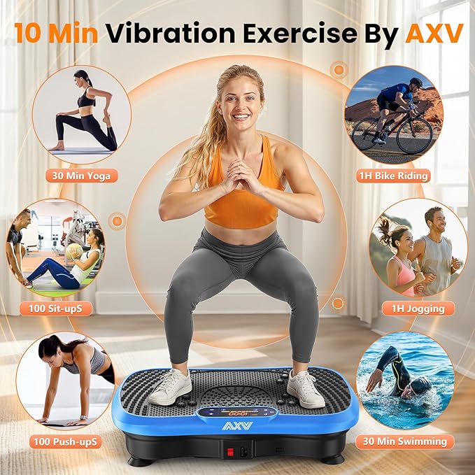 AXV Vibration Plate Fitness Platform Exercise Machine Vibrating Lymphatic Drainage Shaking Full Body Shaker Workout Vibrate Stand Shake Board Sport Gym for Weight Loss Fat Burner for Women Men-Ruum Studio Home