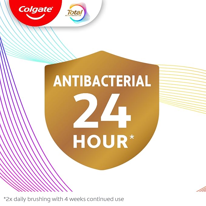 Colgate Total Active Prevention Whitening Gel Toothpaste with Fluoride, Bulk with Clinically Proven Formula That Fights Plaque Bacteria, Mint, 4 Pack, 5.1 oz-Ruum Studio Home