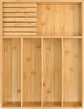 VaeFae Bamboo Silverware Organizer (Non-expandable), Utensil Holder for Drawer, Wooden Cutlery Tray with Divider for Kitchen Drawer, Utensil Organizer with Knife Block-Ruum Studio Home