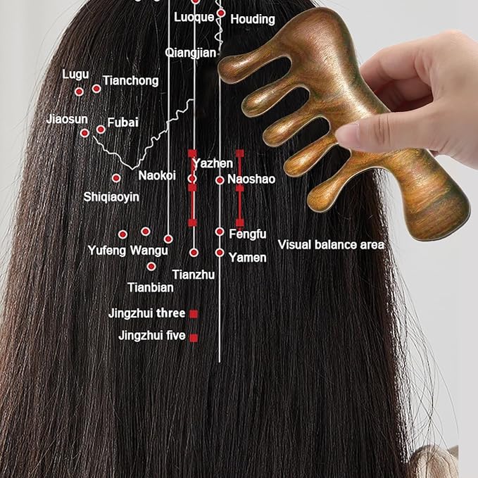 Wood Gua Sha Massage Tools Set,Scraping Scalp Massage Comb,Natural Wooden Gua Sha Tool,Scraping Tool. (Handle Wooden Comb)-Ruum Studio Home