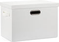 Large 17" 36 Quart Collapsible Stackable Storage Bins with Lids, 1 Pack White Foldable Fabric Closet Storage Boxes with Lids, 4 Handles Heavy-duty Linen Cube Baskets for Bedroom-Ruum Studio Home