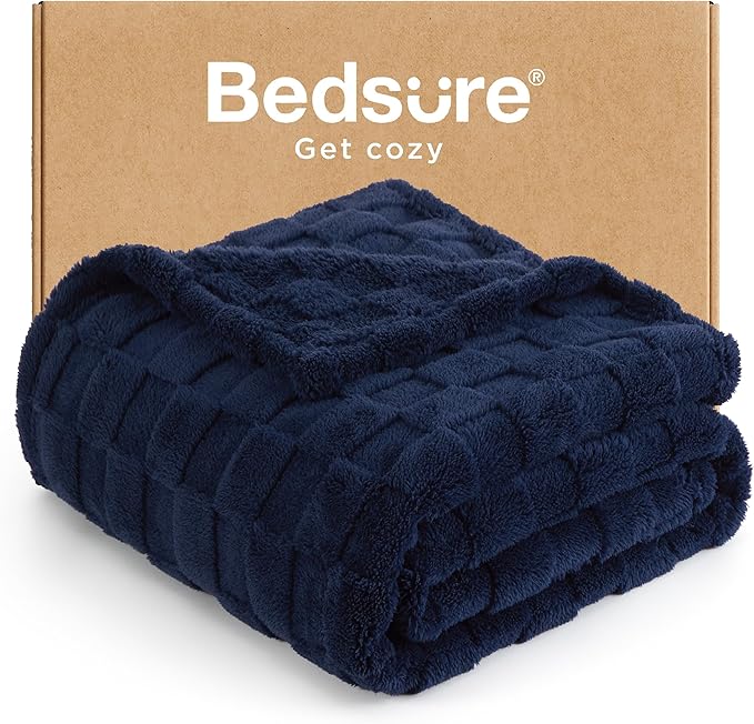 Bedsure GentleSoft Navy Blue Throw Blanket for Couch - Checkered Fleece Blankets Gifts for Women Men Girls, Cute Soft Cozy Throw for Bedroom Home Decor Gifts, 50x60 Inches-Ruum Studio Home