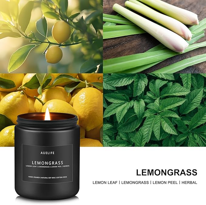 Lemongrass Candle | Lemon Grass Scented Candles for Outdoor & Indoor, Natural Fragrance for Garden Yard, Candle Gifts for Women Men- 7oz Soy Candles for Home Scented, 50Hours Long Lasting Burn-Ruum Studio Home