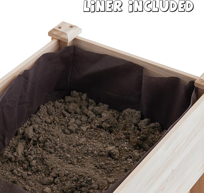 GHWIE Raised Garden Bed with Legs Elevated Wood Planter Box for Planting Vegetables Flowers Garden Patio Balcony Garden beds Outdoor with Liner-Ruum Studio Home