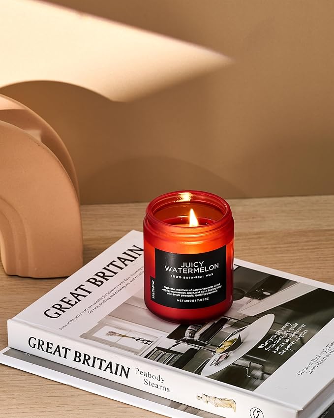 M&SENSE Juicy Watermelon Scented Candle, 7.05oz 50 Hours Clean Non Toxic Natural Soy Wax Long Lasting Candle for Women Men, 2 Wick Fruit Scent Home Fragrance Home Decor for Housewarming Gifts-Ruum Studio Home