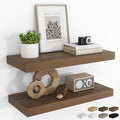 RICHFOCUS 24Inch Floating Shelves for Wall 2 Pack Shelves for Bedroom|Kitchen|Bathroom Wall Mounted Rustic Wood Floating Shelf with Invisible Brackets for Books|Storage|Decor, Walnut-Ruum Studio Home