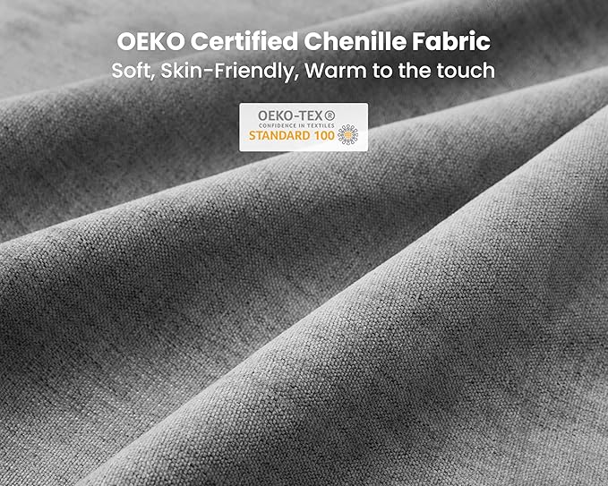 Oversized Modular Sofa, Extra Deep Cloud Chenille Sectional Couch with Ottoman Chaise, Fluffy Chenille 2 Seater Sofa Bed for Living Room, Villa (Loveseat Sofa, Chenille Grey)-Ruum Studio Home