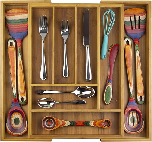 Totally Bamboo Kitchen Drawer Organizer, Expandable Silverware Organizer and Utensil Holder, 8 Compartments with Dividers-Ruum Studio Home