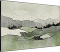 SIGNWIN 60"x72" Extra Large Framed Wall Art Green Line Art Mountain Landscape Illustration for Home Living Room Bedroom Decor (Frame Assembly Required)-Ruum Studio Home