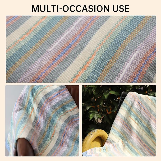 Soft Chenille Yarn Throw 50"x60", Handmade Knit Throw Blanket, for use in All Seasons, Soft Cozy Warm Knitted Blanket for Bed Sofa, Couch Chair, Living Room(2.54Ib)-Ruum Studio Home