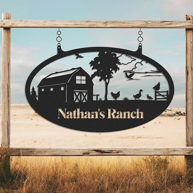 Personalized Metal Farm Signs, Custom Rustic Ranch Decor, Farmhouse Outdoor Decor, Custom Last Name Sign, Large Metal Wall Art, Outdoor Barn Sign, Family Farm Sign, Farmer Ranch Gifts-Ruum Studio Home