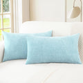 CaliTime Throw Pillow Covers Decorative 12 X 20 Inches Pack of 2 Cozy Chenille Cushion Cases for Couch Sofa Bed Living Room Home Light Blue Grey-Ruum Studio Home