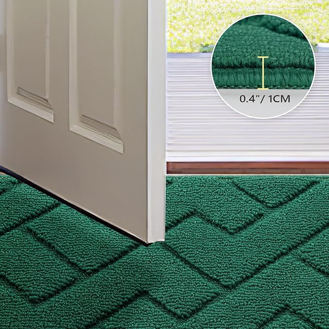 hicorfe Indoor Door Mat,Non Slip Door Mats,32"x48" Front Back Door Mat Rubber Backing,Absorbent Resist Dirt Entrance Inside Floor Mats for Entryway Washable Low-Profile(Evergreen)-Ruum Studio Home