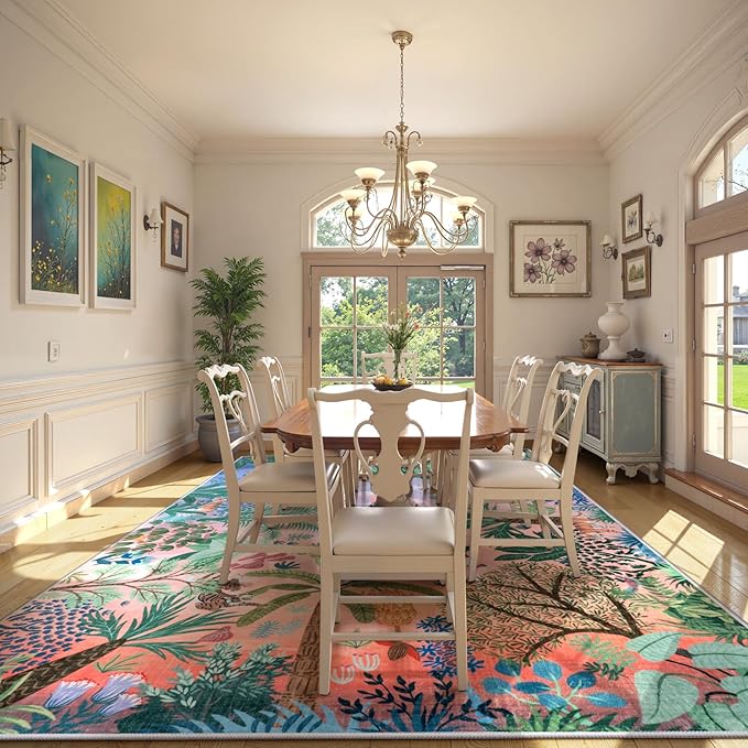 LIVEBOX Jungle Rug 9 x 12 Rug Purple Room Rugs for Bedroom, Soft Washable Area Rugs 9x12 Living Room, Modern Stain Resistant Floor Carpet Play Rugs for Kids Playroom Dining-Ruum Studio Home