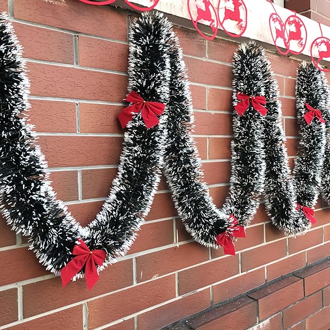 50 FT/15M Long Dark White Artificial Christmas Tinsel Garland Decorations DIY for Xmas Tree,Fireplace Mantel,Stairs Railing Outdoor Indoor Holiday Decor-Ruum Studio Home