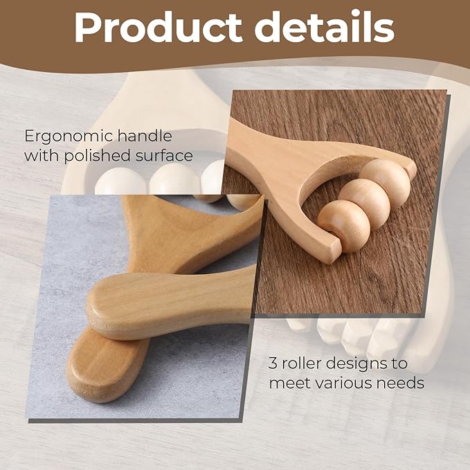 2 Pcs Wooden Massage Roller, Massage Hand Roller Massagers for Neck Muscle Rollers Stick Wooden Massager Tool for Back Rolling Hands Foot The Face Ball Full Body-Ruum Studio Home