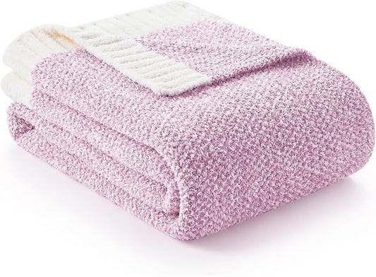 Snuggle Sac Light Purple Throw Blanket for Couch, Super Soft Warm Lavender Blankets Cozy Knit Fuzzy Plush Lightweight Throws for Sofa, Bed,Living Room, Heather Lilac, 50x60 inches-Ruum Studio Home