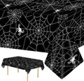2 Pcs Halloween Tablecloth - Plastic Halloweens Spider Webs Table Cloth, Black Disposable Rectangle Spiderweb Table Cover for Halloween Party Decorations Supplies Favors Tables Decor, 108 x 54 Inch-Ruum Studio Home