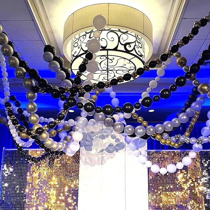 Black and Silver Linking Balloons, 100PCS 6 Inch Small Metal Silver Link Balloons for Making Balloon Wall Heart Arch, Quick Linked Balloon for Wedding Birthday Baby Shower Graduation Party Decorations-Ruum Studio Home