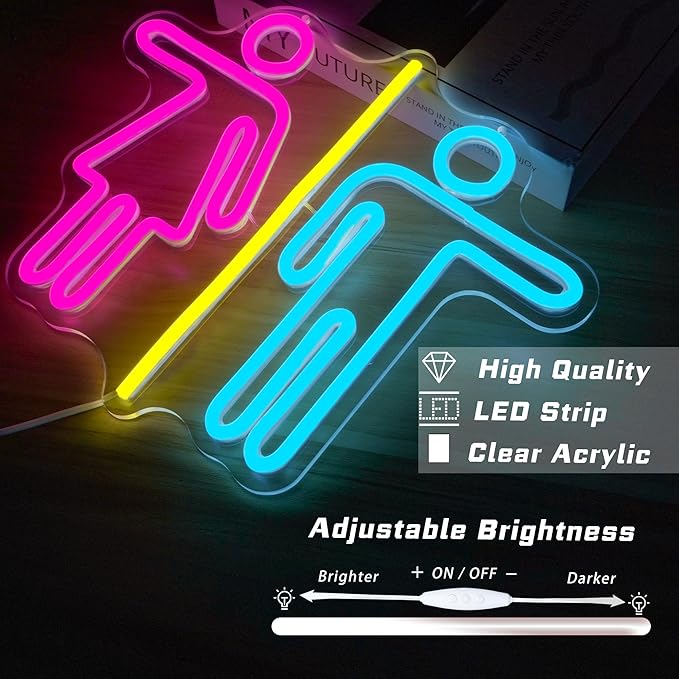 Restroom Neon Signs for Wall Decor Bathroom Neon Sign Dimmable LED Powerd Toilet Light Restroom Signs for Business Ideal for Bathroom, Bar, Hotel, Hospital,Home and Party Decoration(12.9 * 10.6inch)-Ruum Studio Home