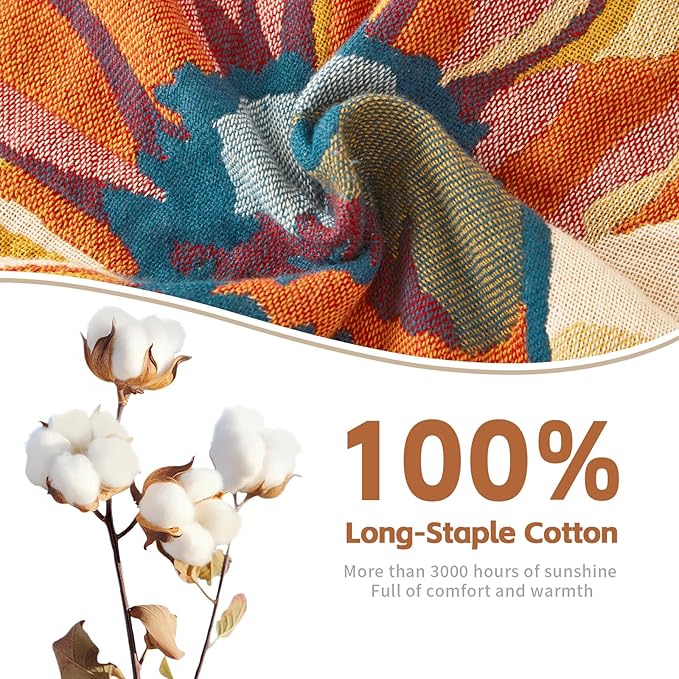 Floral Blanket Breathable Luxury Throw Rustic Quilt Lightweight Cotton Bedspread Multifunctional Blanket for Sofa Couch Chair (80"x90",02-Colorful Flowers)-Ruum Studio Home