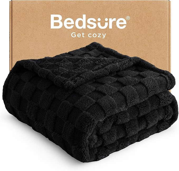 Bedsure GentleSoft Black Throw Blanket for Couch - Super Soft Cozy Blankets Gifts for Women Men Girls, Cute Small Fleece Throws for Bedroom Home Decor, 50x70 Inches-Ruum Studio Home