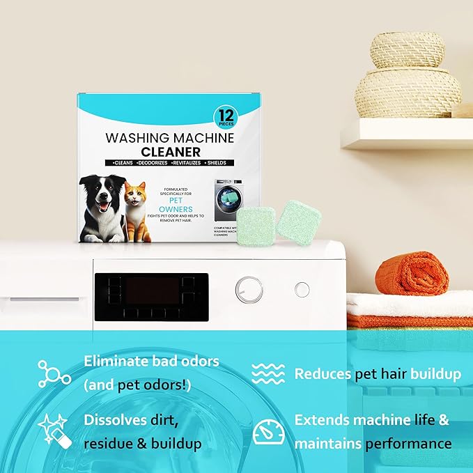 Washing Machine Cleaner 48 Pack-24 Month Supply,Cleaning Tablets Formulated for Pet Owners for He,Easy Pet Hair Remover for Laundry.Top & Front Load Washer.Septic Safe.-Ruum Studio Home