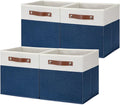 HNZIGE Cube Storage Bins Basket for Shelves Set of 4, Fabric Storage Cubes Baskets Closet Storage Bins for Cube with Handles, Cubby Storage Bins Baskets for Organizing Home and Office (White Blue)-Ruum Studio Home