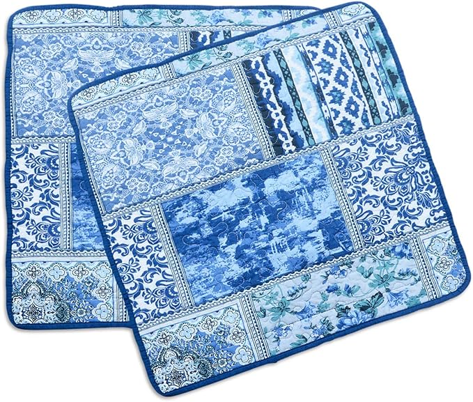 NEWLAKE Blue Classic Bohemian Style Cotton Throw Pillow Covers (2 Pieces, 18X18 Inch)-Ruum Studio Home