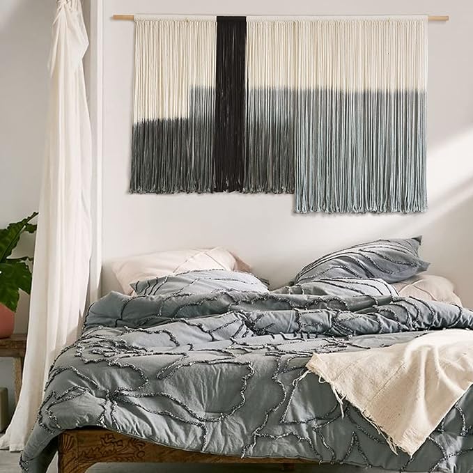Macrame Wall Hanging Large Dip Dye Tapestry Fiber Wall Art Boho Living Room Bedroom Macrame Wall Decor 59''Wx35''L-Ruum Studio Home