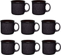 Set of 8 Ceramic Campfire Mugs – 15 Oz, Black – Coffee & Tea Cups for Home, Work, Travel, Camping – Customizable, Great for DIY, Events, Companies-Ruum Studio Home