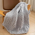 WESHIONGOO Chunky Knit Blanket Throw 40"×40" Knitted Throw Blankets for Couch Bed Fluffy Soft Blanket with Jumbo Chenille Yarn Thick 100% Handmade (Light Grey)-Ruum Studio Home