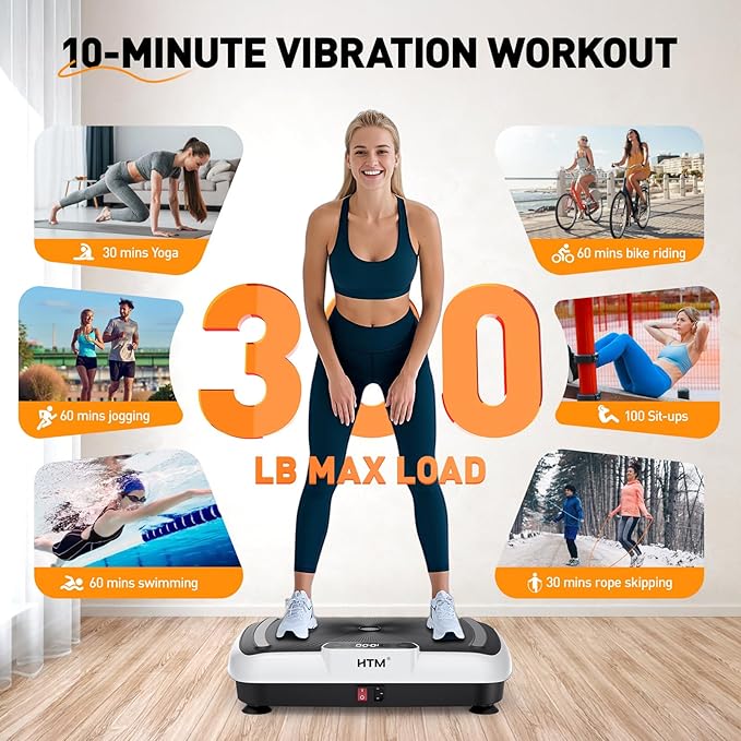 Vibration Plate Exercise Machine - 180 Speeds & 300 lb Capacity, Full Body Workout Vibration Platform with Remote Control for Lymphatic Drainage, Weight Loss & Toning-Ruum Studio Home