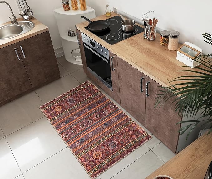 Keen Home Design 2x3 Rug - Machine Washable Entry Rug with Non-Slip Backing, Ideal for Enteryway, Kitchen, Bathroom, Laundry Room - Vintage, Easy Clean, Durable, Low Pile Rug - (2' x 3')-Ruum Studio Home