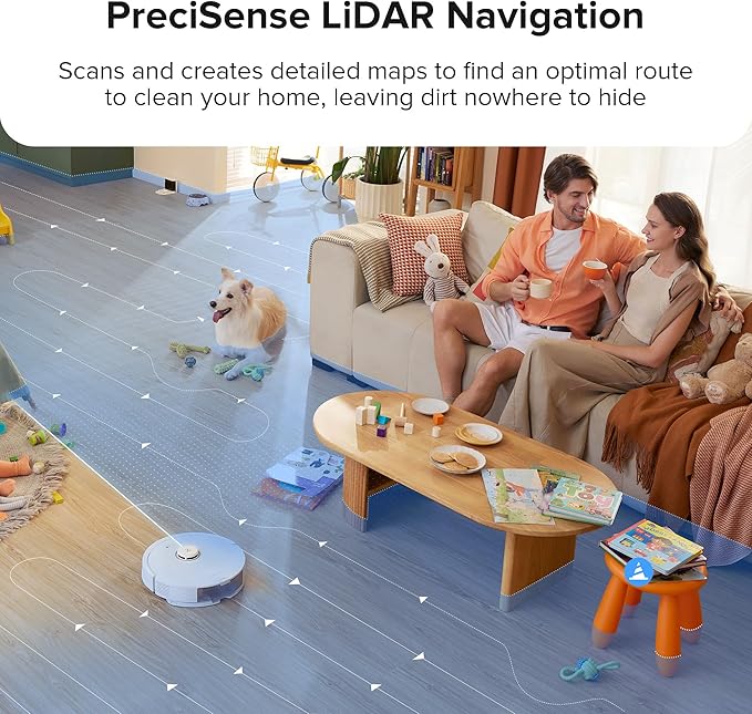 roborock Q8 Max Robot Vacuum and Mop Cleaner, DuoRoller Brush, 5500Pa Strong Suction, Lidar Navigation, Obstacle Avoidance, Multi-Level Mapping, Perfect for Pet Hair-Ruum Studio Home