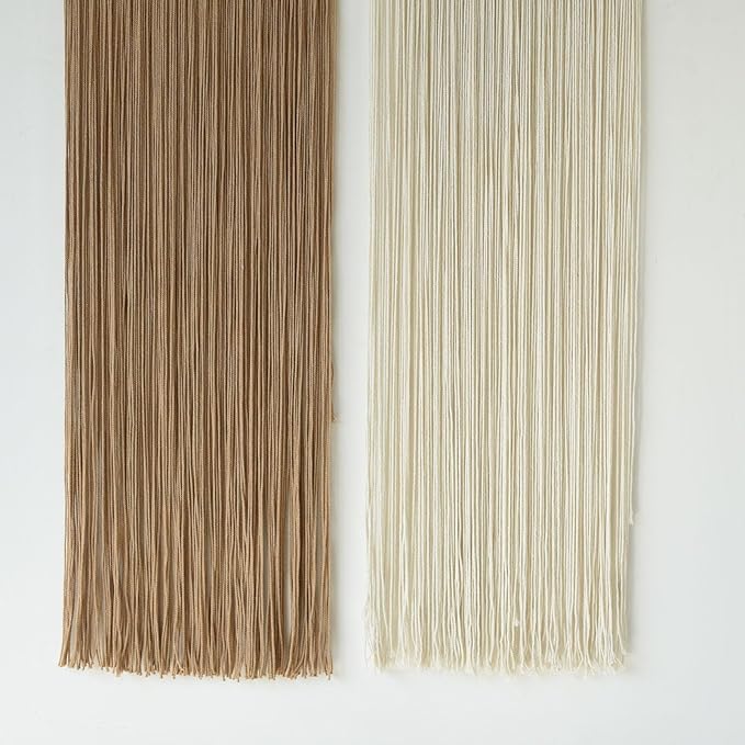 Flber 2 Pcs Macrame Wall Hanging Boho Wall Decor Handmade Macrame Art Tapestry Wedding Macrame Backdrop 13.7" W x 51" L For Living room Bedroom Headboard Decor-Ruum Studio Home