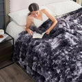 Cozy Bliss Faux Fur Throw Blanket for Couch, Fuzzy Soft Plush Thick Bubble Blanket for Sofa Bedroom Living Room, 60 * 80 Inches Tie Dye Black-Ruum Studio Home