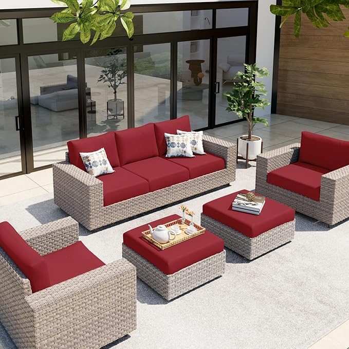 hyha Waterproof Couch Cushion Covers, Stretch Sofa Couch Seat Slipcover for Dog Washable, Non-Slip Waterproof Outdoor Cushion Covers for Patio Furniture Replacement (1 Piece for Medium, Wine Red)-Ruum Studio Home