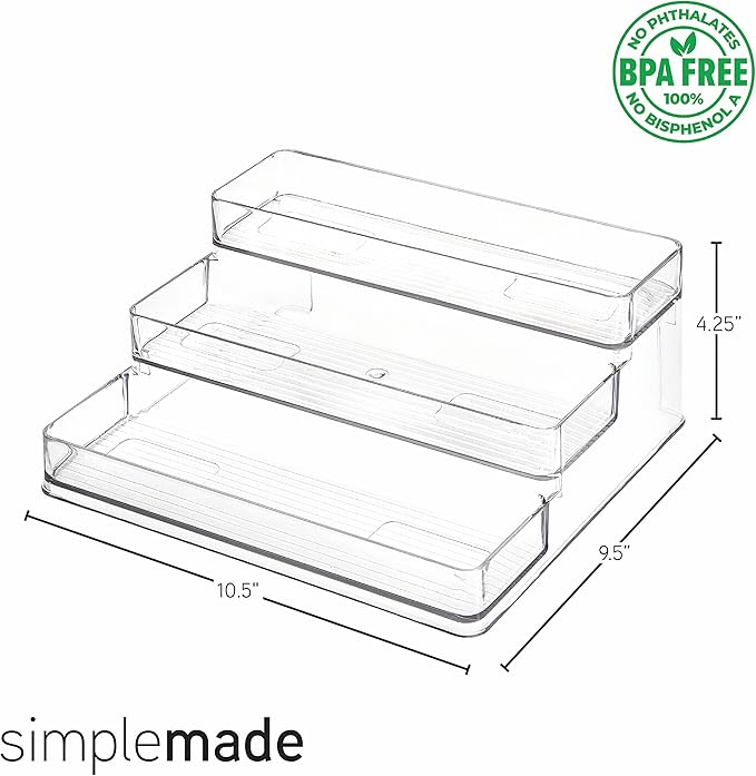 SIMPLEMADE 3-Tier Spice Rack Organizer - Versatile Storage Shelf for Kitchen, Bathroom, Bedroom & Office, Set of 1, Clear-Ruum Studio Home